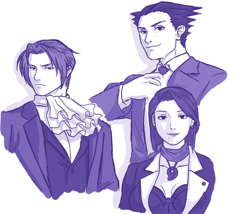Ace Attorney | Miles, Phoenix + Mia